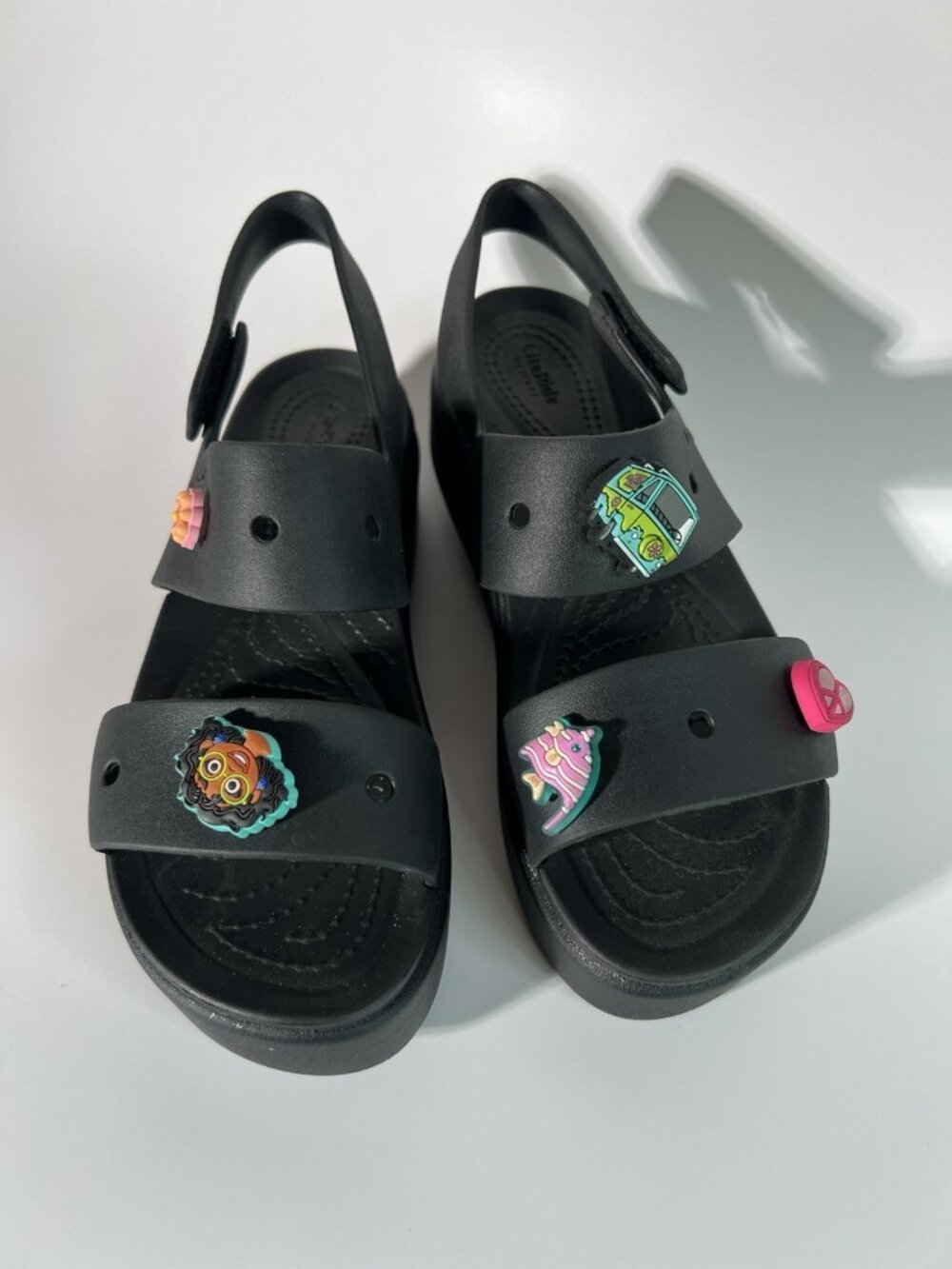 Crocs Women's Brooklyn Black Wedge Sandal Adjustable Strap Size 6 Platform